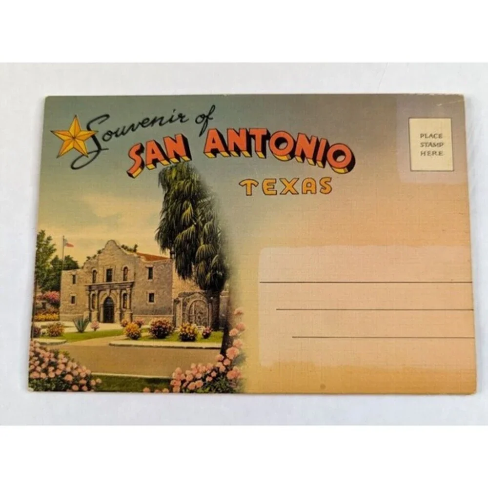 VTG Postcard Souvenir Folder San Antonio Texas Greetings 18 Images Travel‎ USA